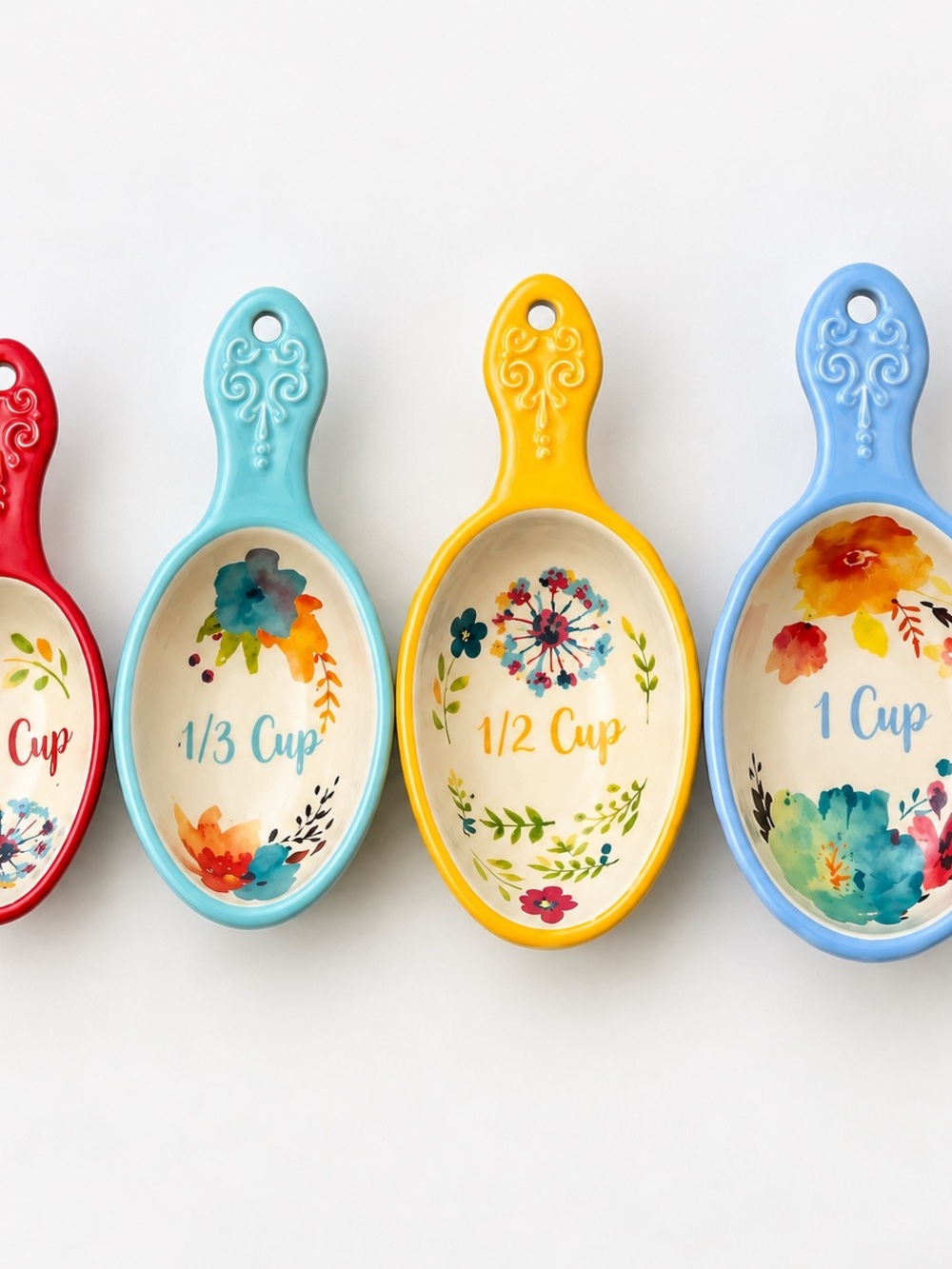 Never Used: The Pioneer Woman Floral Ceramic Measuring Cups — 4-Piece Set